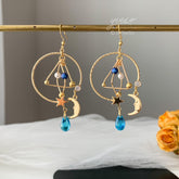 Planet earrings - Universe statement earrings - galaxy dangle earrings - unique dangle